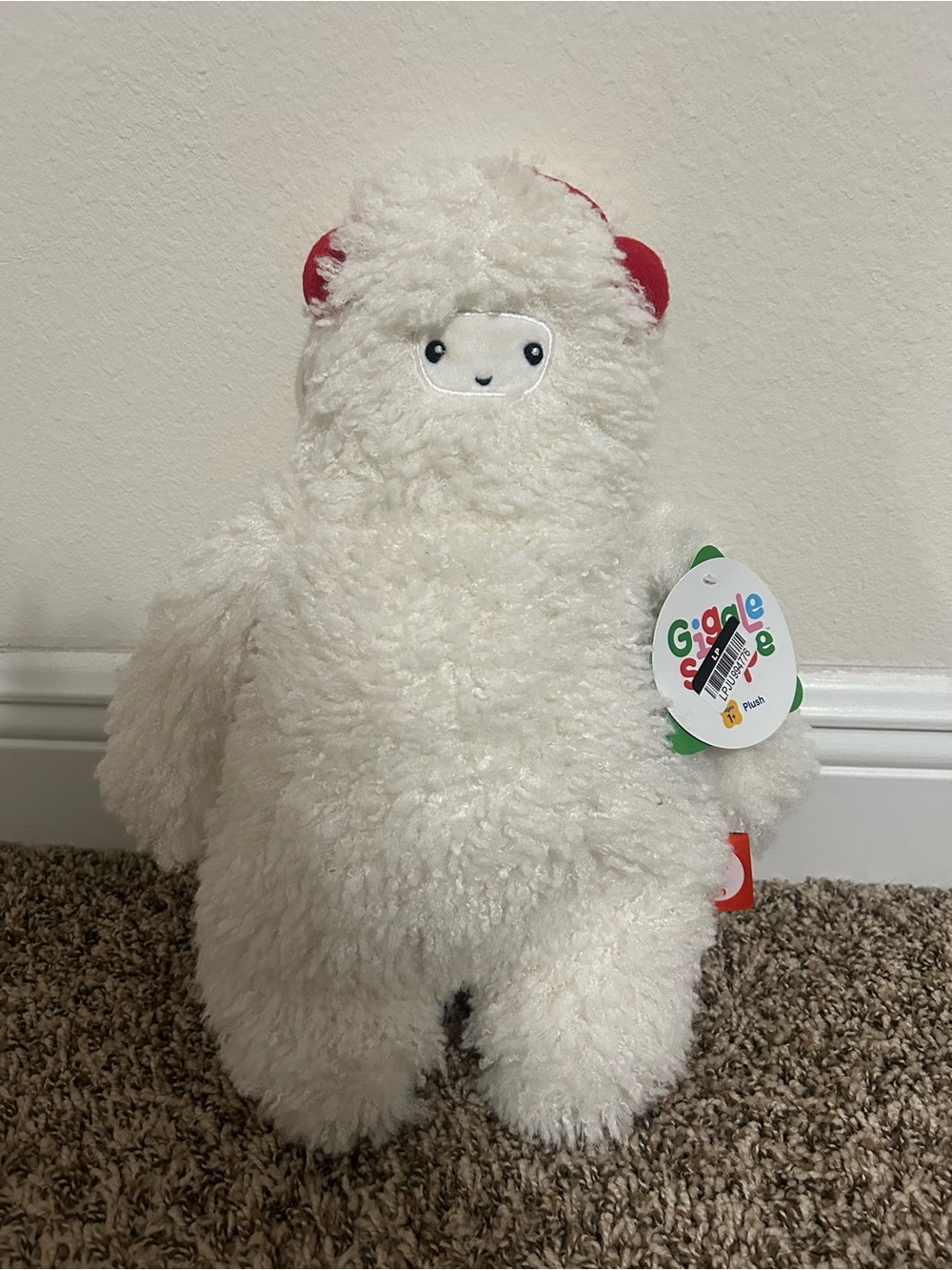 White Plush Yeti with Red Ear Accents